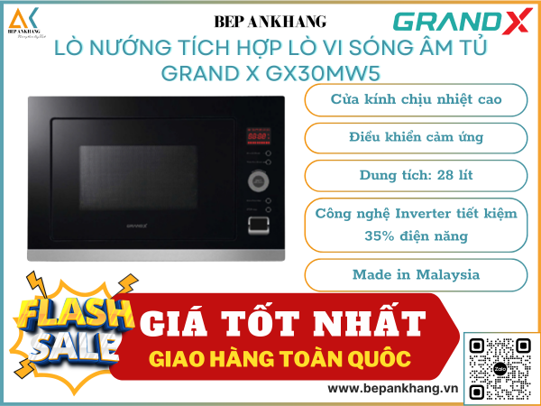 Lò vi sóng kết hợp nướng GrandX GX30MW5 - Made in Malaysia